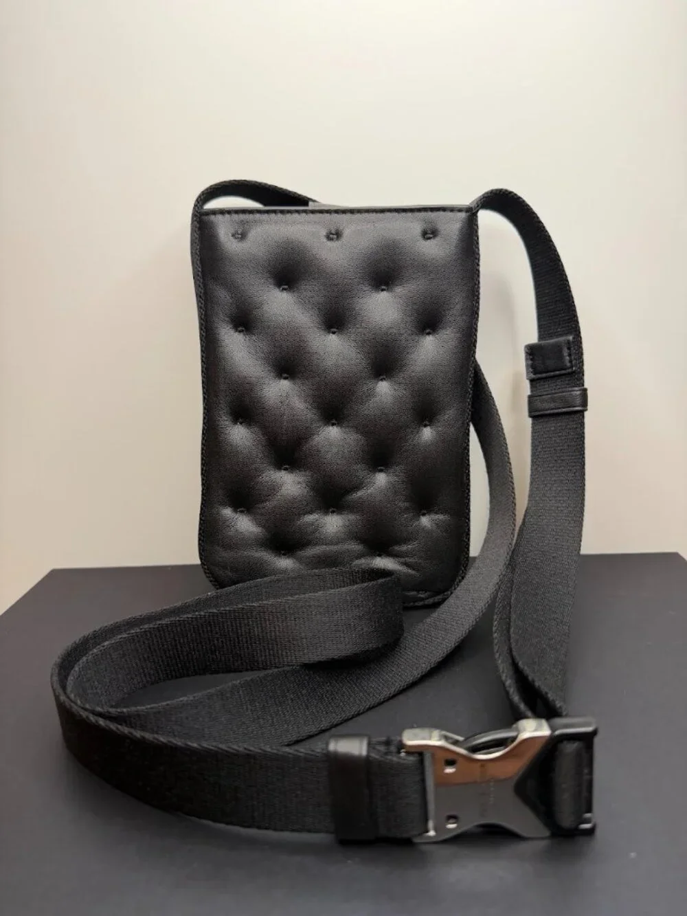 Rag & Bone Black Quilted Leather Riser Phone Crossbody Bag